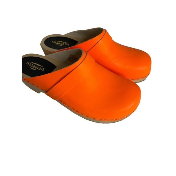 Swedish Hasbeens Shoes - Free People Swedish Hasbeens X FP Husband Clog Neon Orange Size 37 US 6.5 NEW